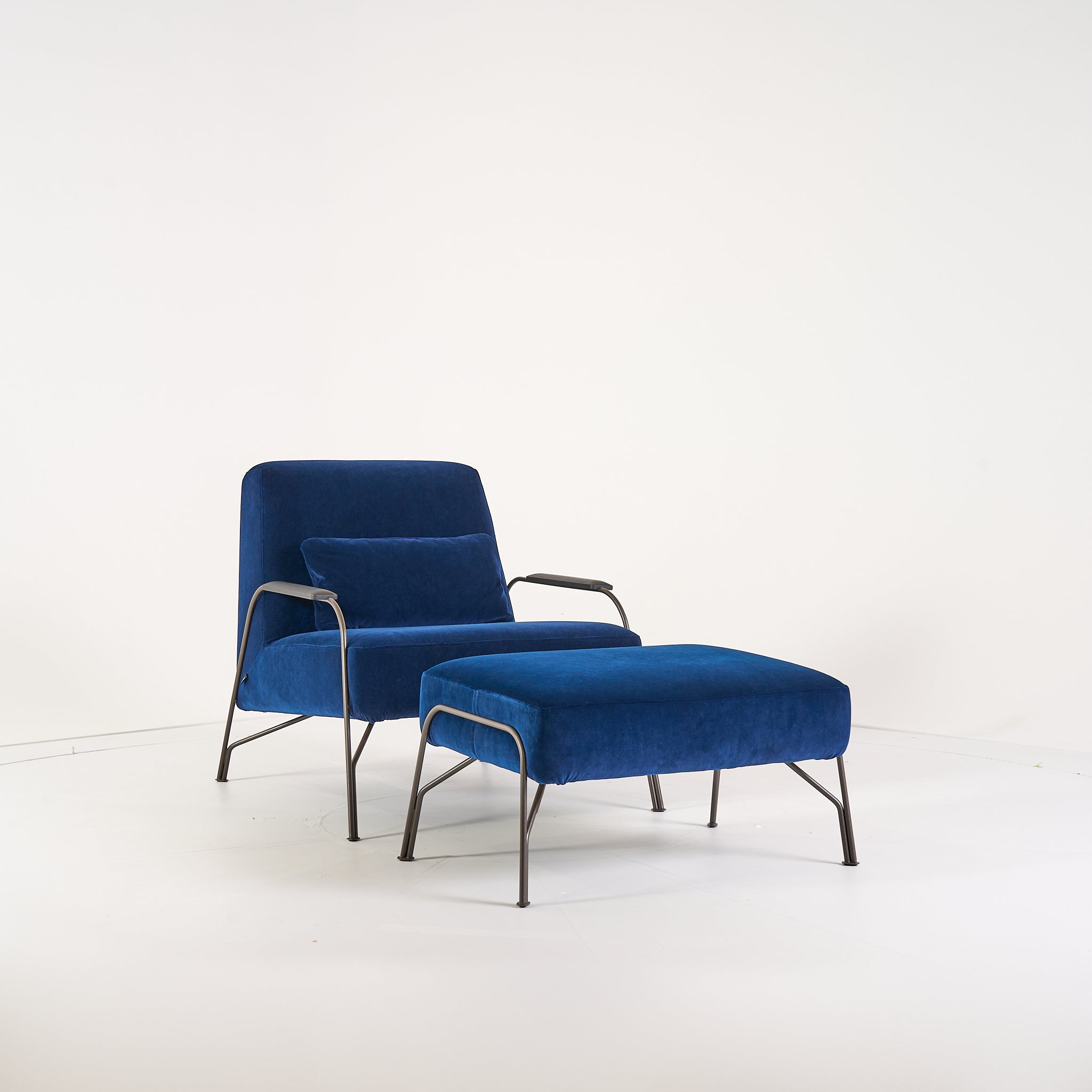 Humphrey Armchair & Ottoman by Ligne Roset in Galice Nuit | Floor Sample – Very Good | Shop Now | MO-LIR-19400100_19400500-1223-Hero Image-2