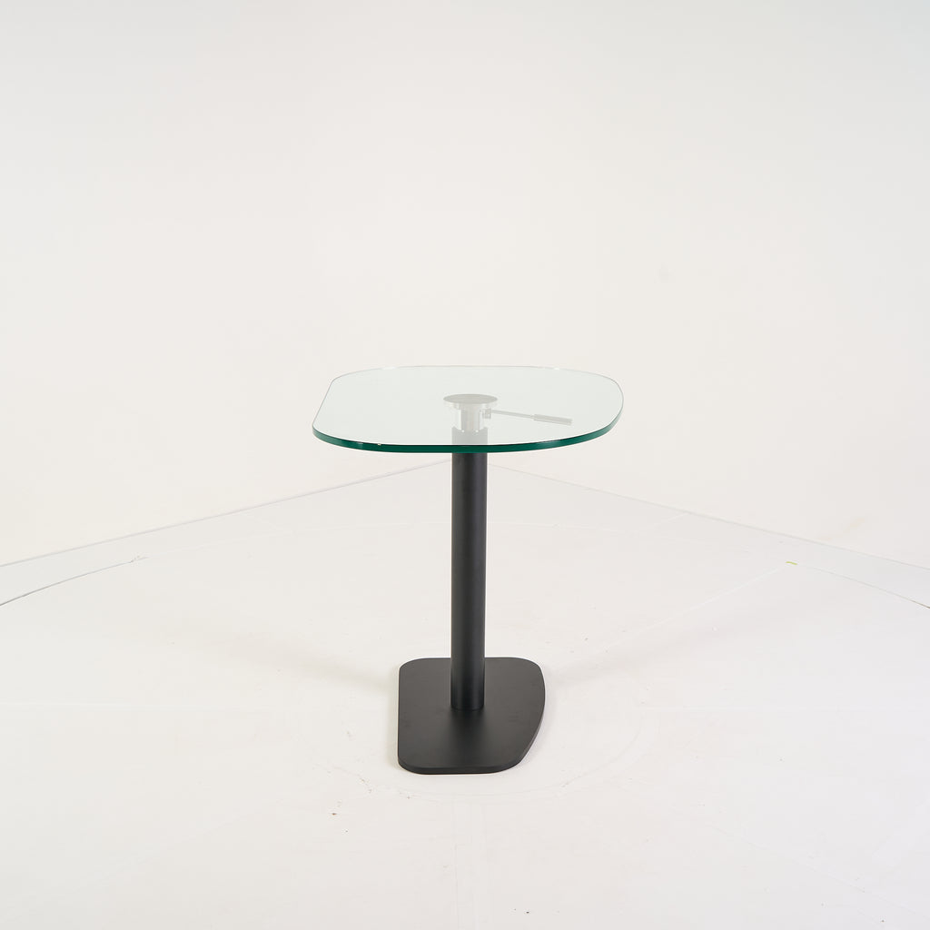 Piazza Table by Ligne Roset in Black Piston Base, Clear Glass Top | Floor Sample – Very Good | Shop Now | MO-LIR-19980002-1164-Hero Image-2