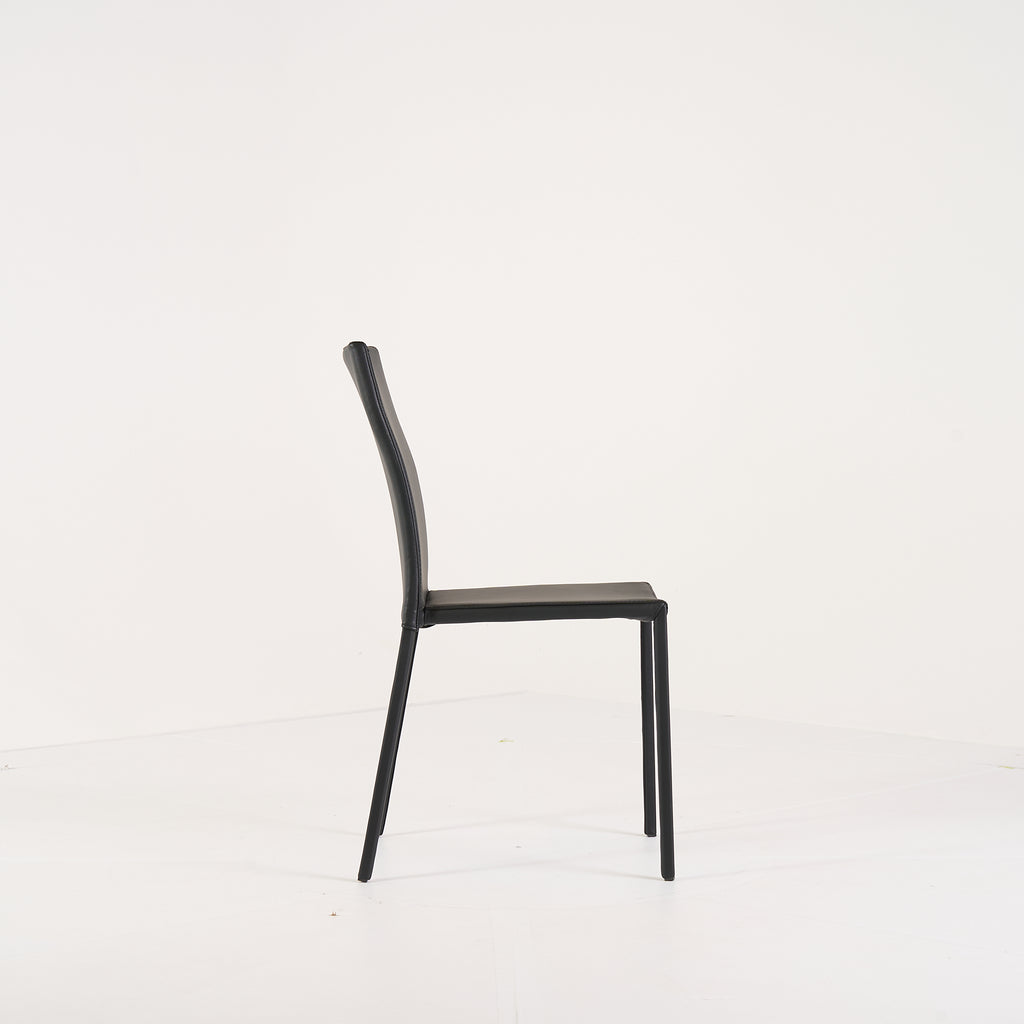 Slim Chair by Ligne Roset in Black Leather Upholstery / Steel Structure | Pristine | Shop Now | MO-LIR-10265115-1169-Hero Image-3