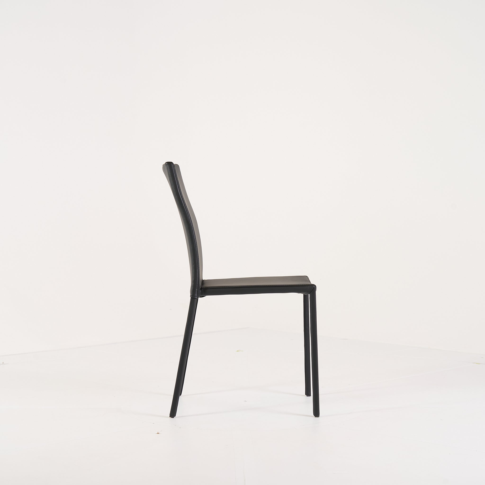 Slim Chair by Ligne Roset in Black Leather Upholstery / Steel Structure | Pristine | Shop Now | MO-LIR-10265115-1169-Hero Image-3
