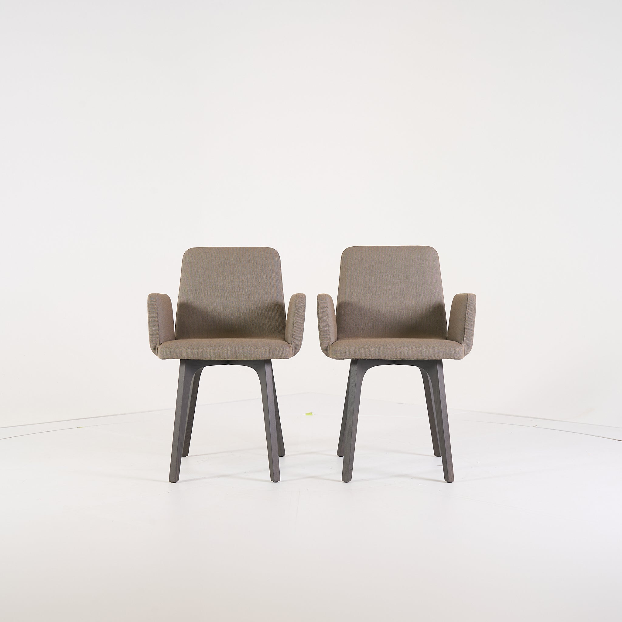 Vik Chair with arms (Set of 2) by Ligne Roset in Steelcut Trio / Divina - Orage / Grege | Floor Sample – Very Good | Shop Now | MO-LIR-10261231-1424-Hero Image-1