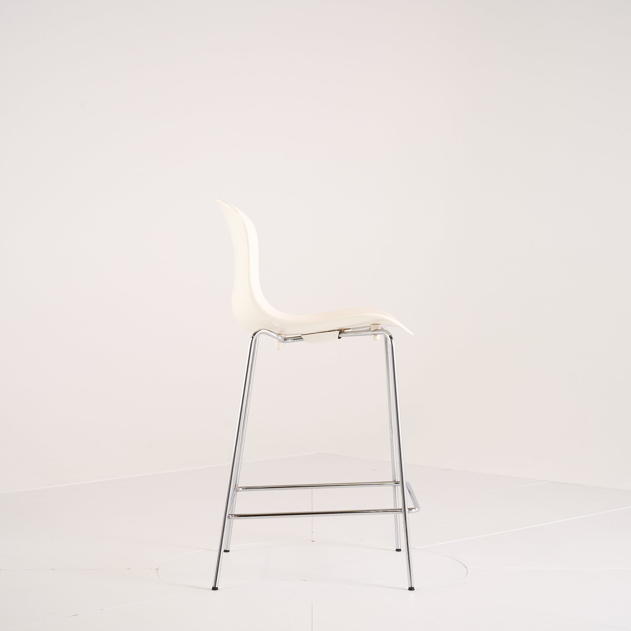 Nap Counter Stool by Fritz Hansen in Milk White / Chrome | Gently Used – Good | Shop Now | MO-FHA-KS58-75-Hero Image-1
