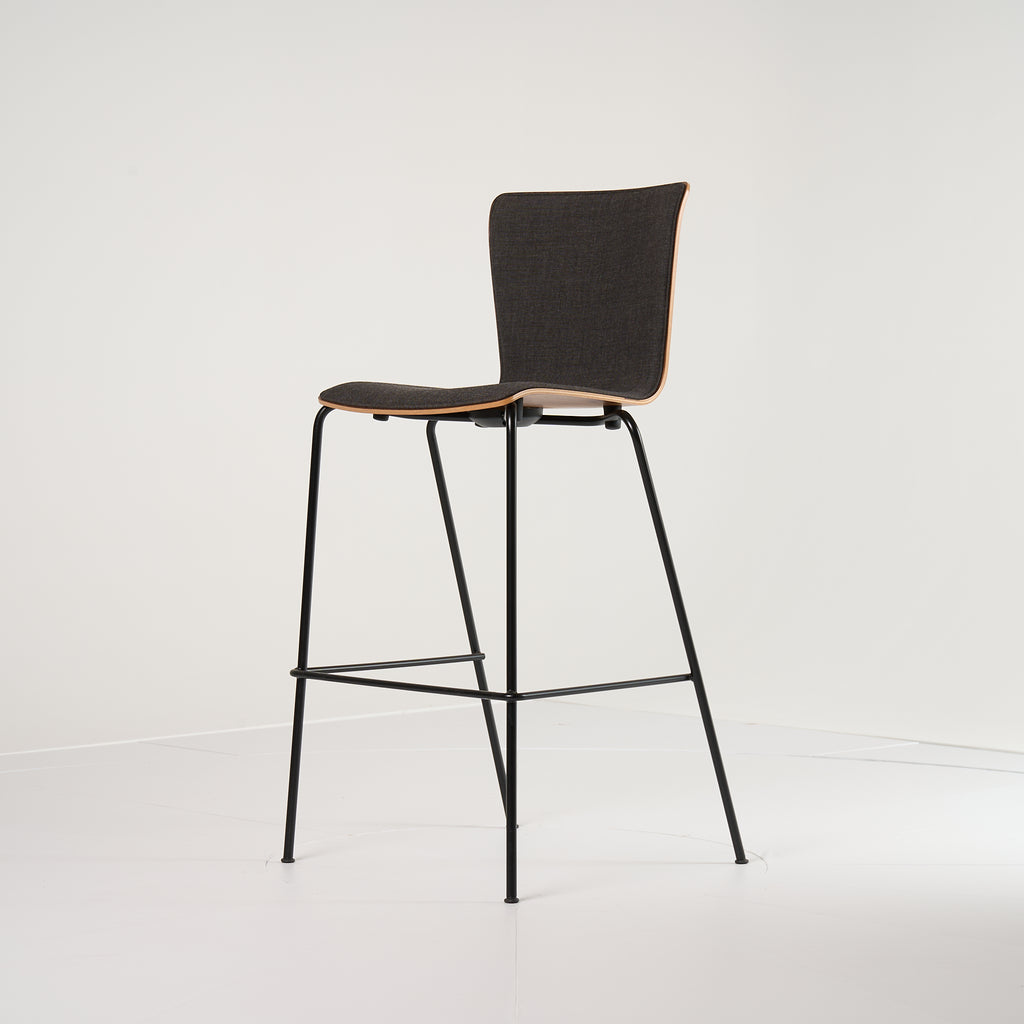 Vico Duo Barstool by Fritz Hansen in Front Upholstered, Walnut / Canvas 174 / Black | Gently Used – Good | Shop Now | MO-FHA-VM118-80-Hero Image-4