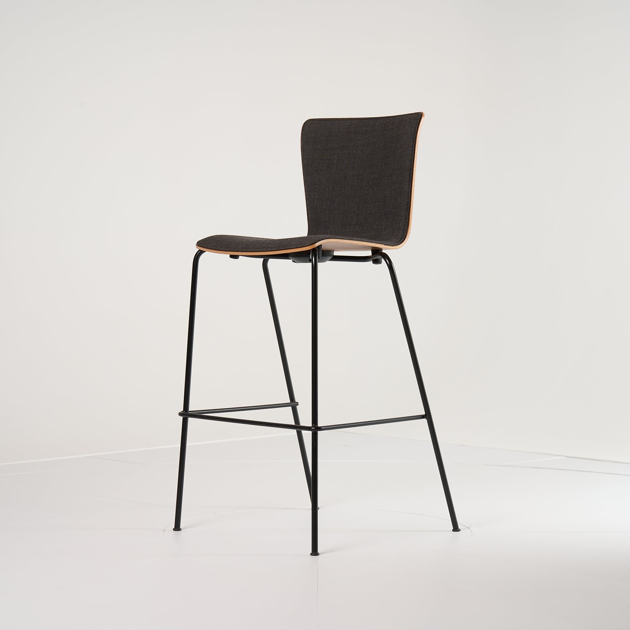 Vico Duo Barstool by Fritz Hansen in Front Upholstered, Walnut / Canvas 174 / Black | Gently Used – Good | Shop Now | MO-FHA-VM118-80-Hero Image-4