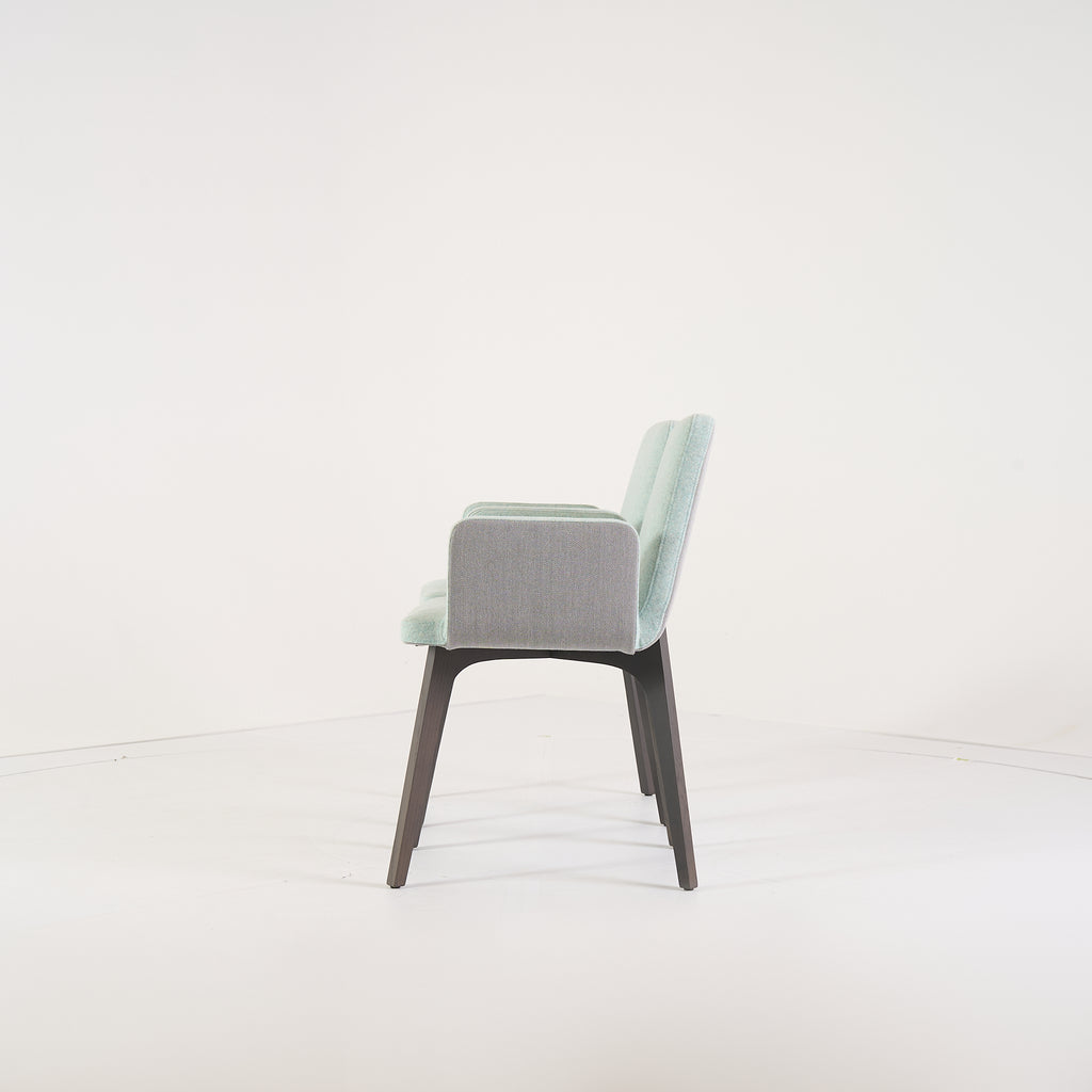 Vik Carver Chair with Arms (Set of 2) by Ligne Roset in Divina Aigue / Steelcut Trio Marine | Floor Sample – Very Good | Shop Now | MO-LIR-10261241-1203-Hero Image-6
