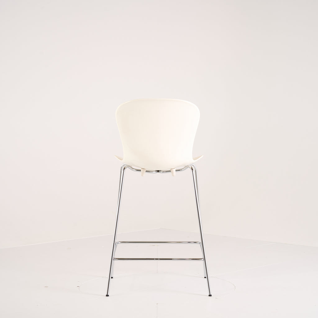 Nap Counter Stool by Fritz Hansen in Milk White / Chrome | Gently Used – Good | Shop Now | MO-FHA-KS58-75-Hero Image-2