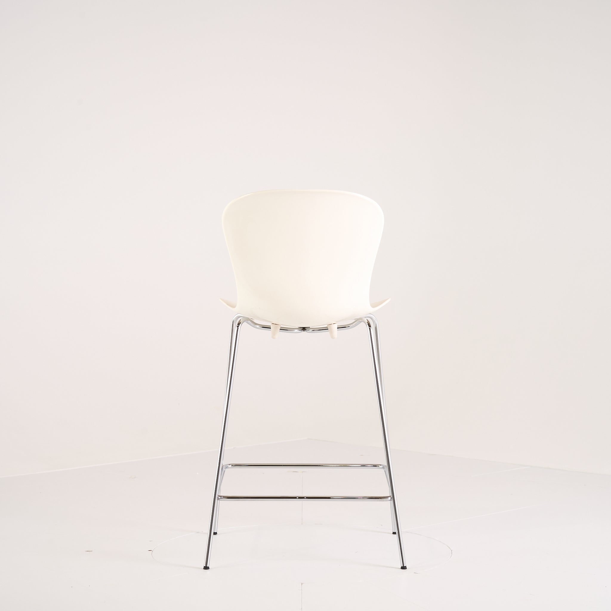 Nap Counter Stool by Fritz Hansen in Milk White / Chrome | Gently Used – Good | Shop Now | MO-FHA-KS58-75-Hero Image-2