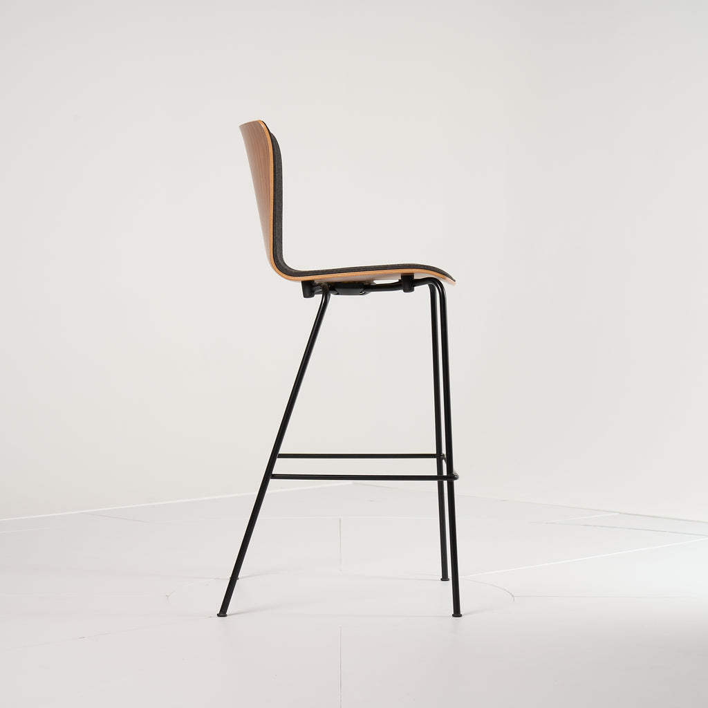 Vico Duo Barstool by Fritz Hansen in Front Upholstered, Walnut / Canvas 174 / Black | Gently Used – Good | Shop Now | MO-FHA-VM118-80-Hero Image-6