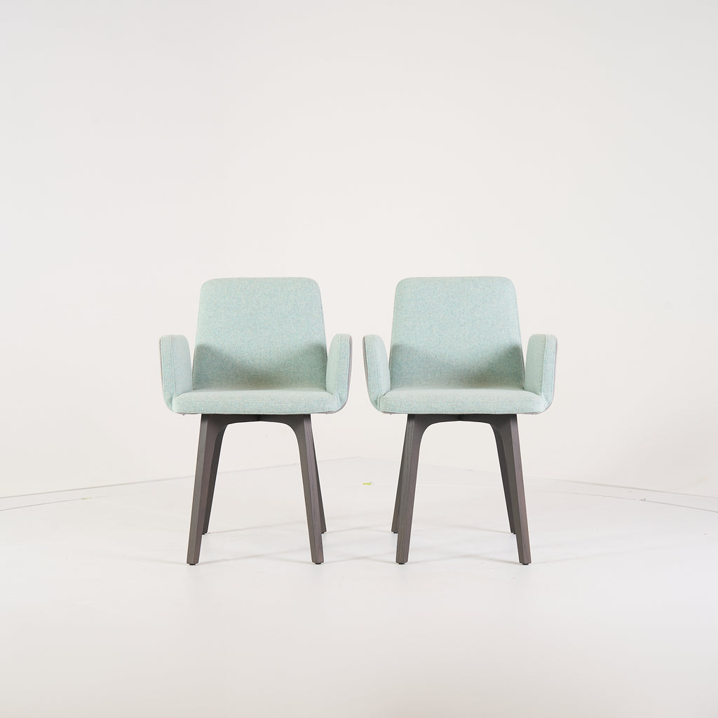 Vik Carver Chair with Arms (Set of 2) by Ligne Roset in Divina Aigue / Steelcut Trio Marine | Floor Sample – Very Good | Shop Now | MO-LIR-10261241-1203-Hero Image-1