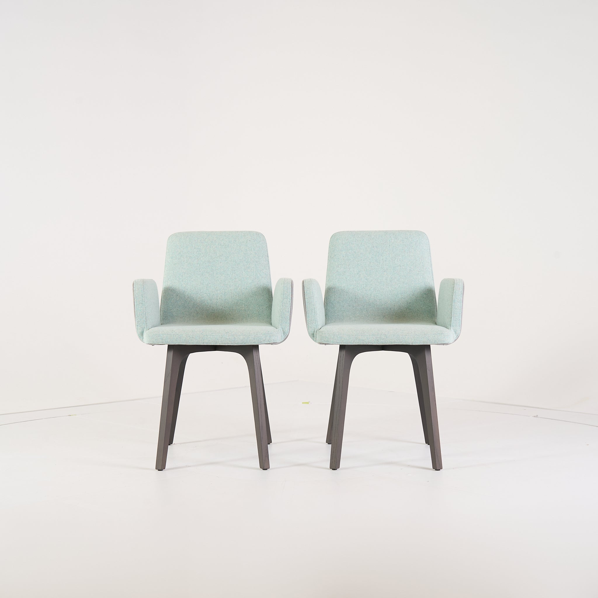 Vik Carver Chair with Arms (Set of 2) by Ligne Roset in Divina Aigue / Steelcut Trio Marine | Floor Sample – Very Good | Shop Now | MO-LIR-10261241-1203-Hero Image-1