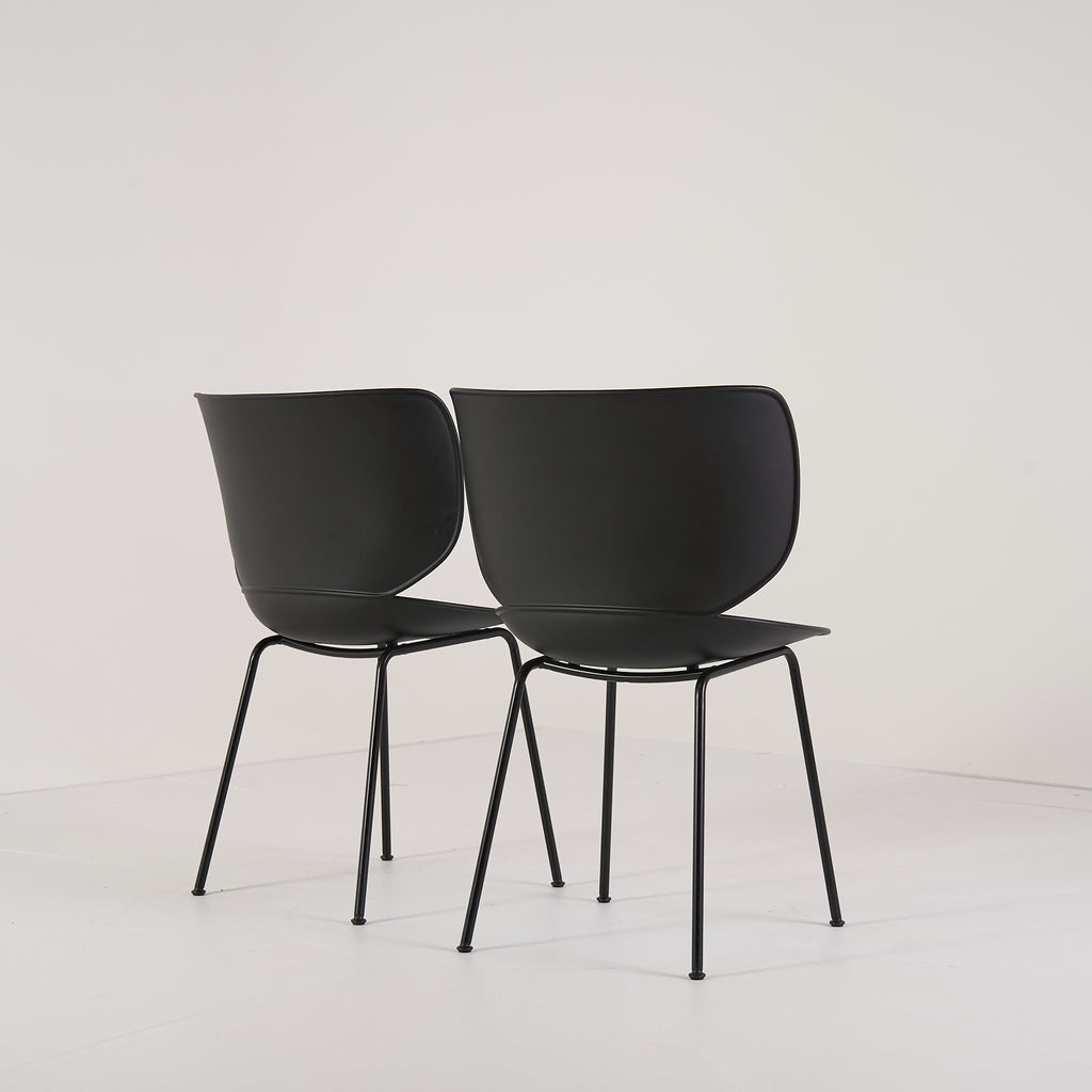 Hana Chairs Unupholstered Set of 2 by Moooi in Black / Black, Non-Stacking | Floor Sample – Very Good | Shop Now | MO-MOO-8718282380278-1147-Hero Image-1