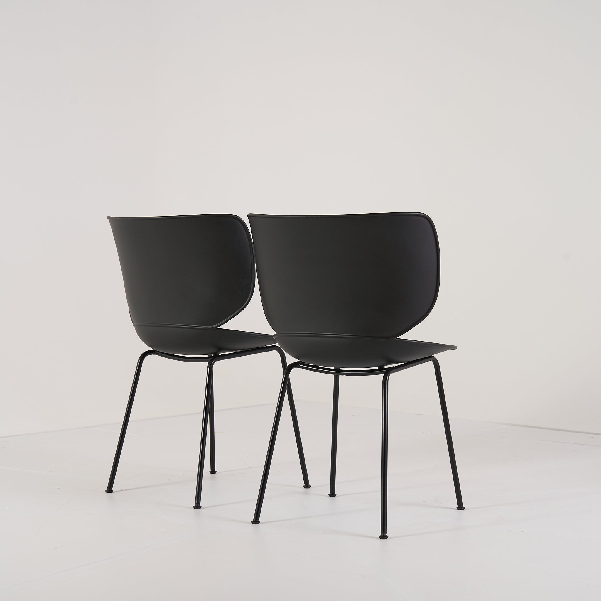 Hana Chairs Unupholstered Set of 2 by Moooi in Black / Black, Non-Stacking | Floor Sample – Very Good | Shop Now | MO-MOO-8718282380278-1147-Hero Image-1