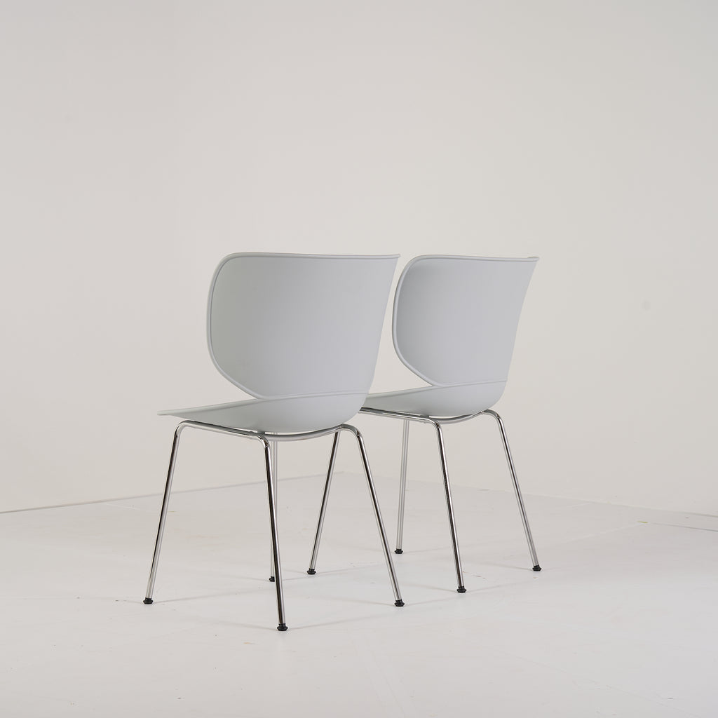 Hana Chairs Unupholstered Set of 2 by Moooi in Concrete Grey/Chrome Non-Stacking | Pristine | Shop Now | MO-MOO-8718282380322-140-Hero Image-4