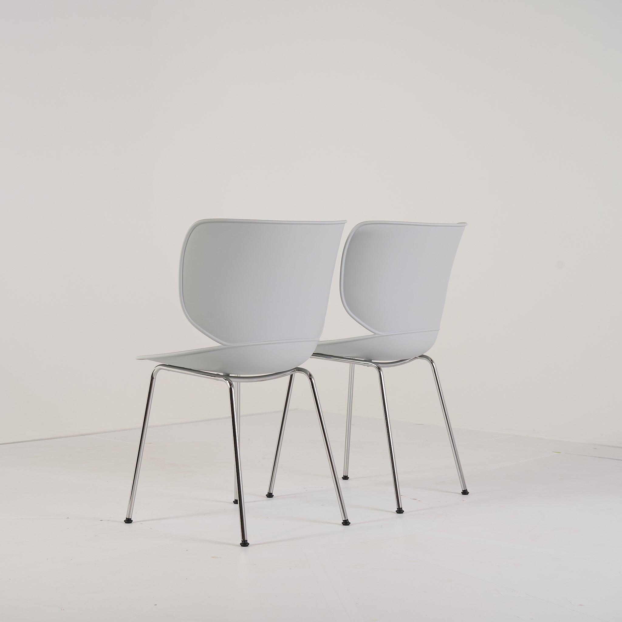 Hana Chairs Unupholstered Set of 2 by Moooi in Concrete Grey/Chrome Non-Stacking | Pristine | Shop Now | MO-MOO-8718282380322-140-Hero Image-4