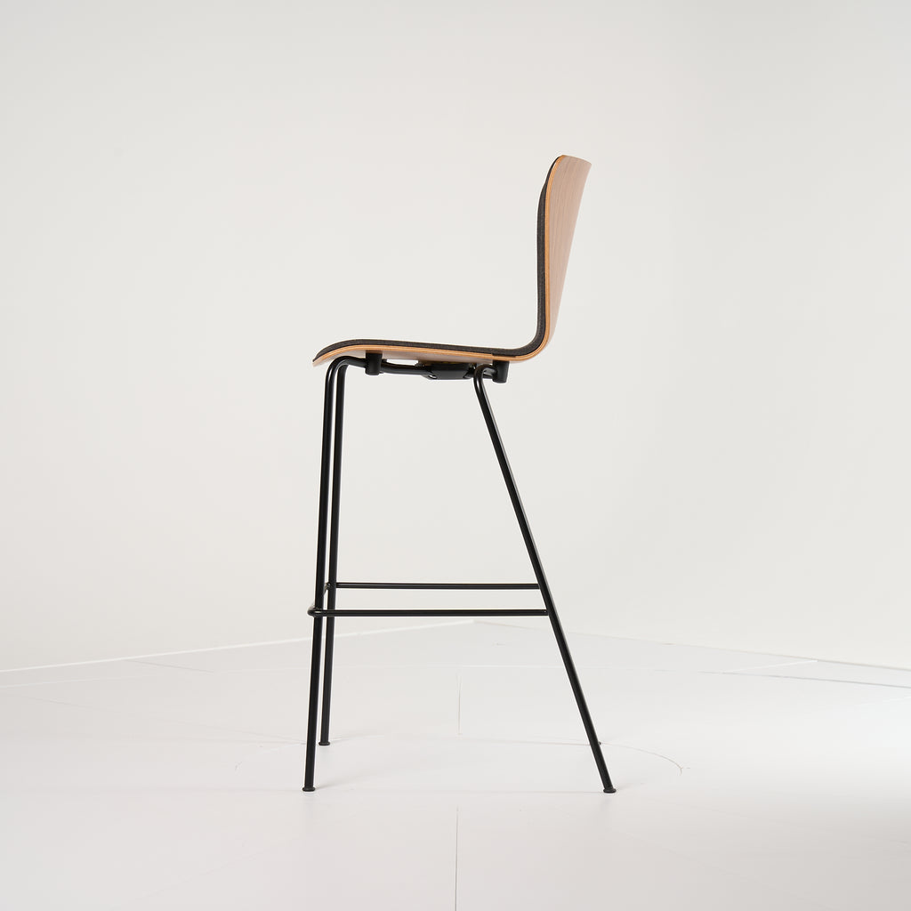 Vico Duo Barstool by Fritz Hansen in Front Upholstered, Walnut / Canvas 174 / Black | Gently Used – Good | Shop Now | MO-FHA-VM118-80-Hero Image-7