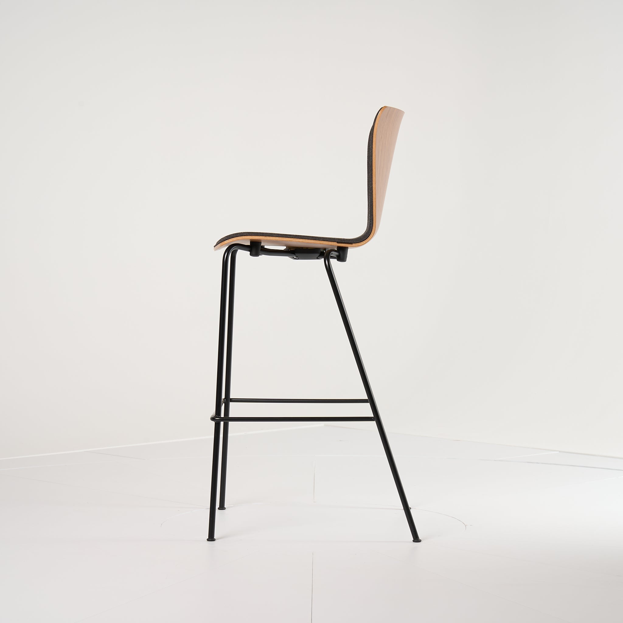 Vico Duo Barstool by Fritz Hansen in Front Upholstered, Walnut / Canvas 174 / Black | Gently Used – Good | Shop Now | MO-FHA-VM118-80-Hero Image-7
