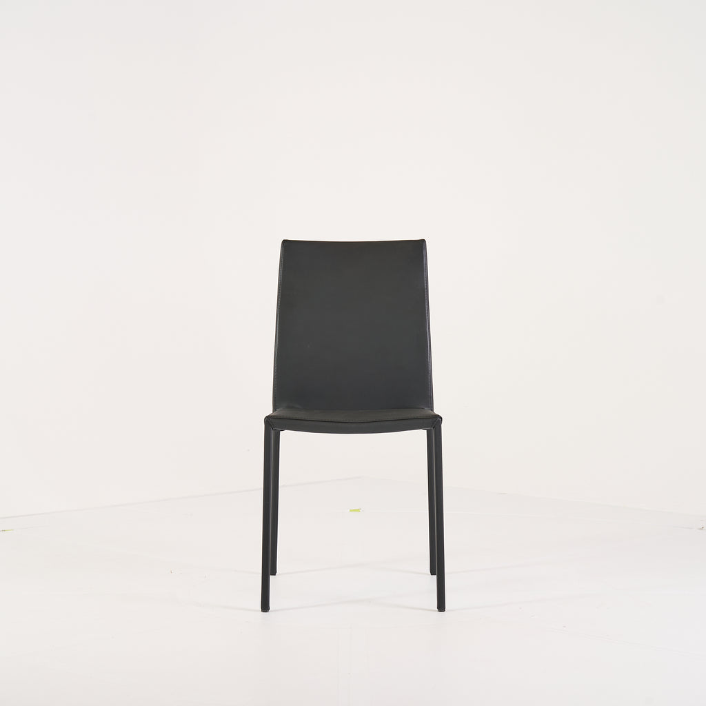 Slim Chair by Ligne Roset in Black Leather Upholstery / Steel Structure | Pristine | Shop Now | MO-LIR-10265115-1169-Hero Image-1