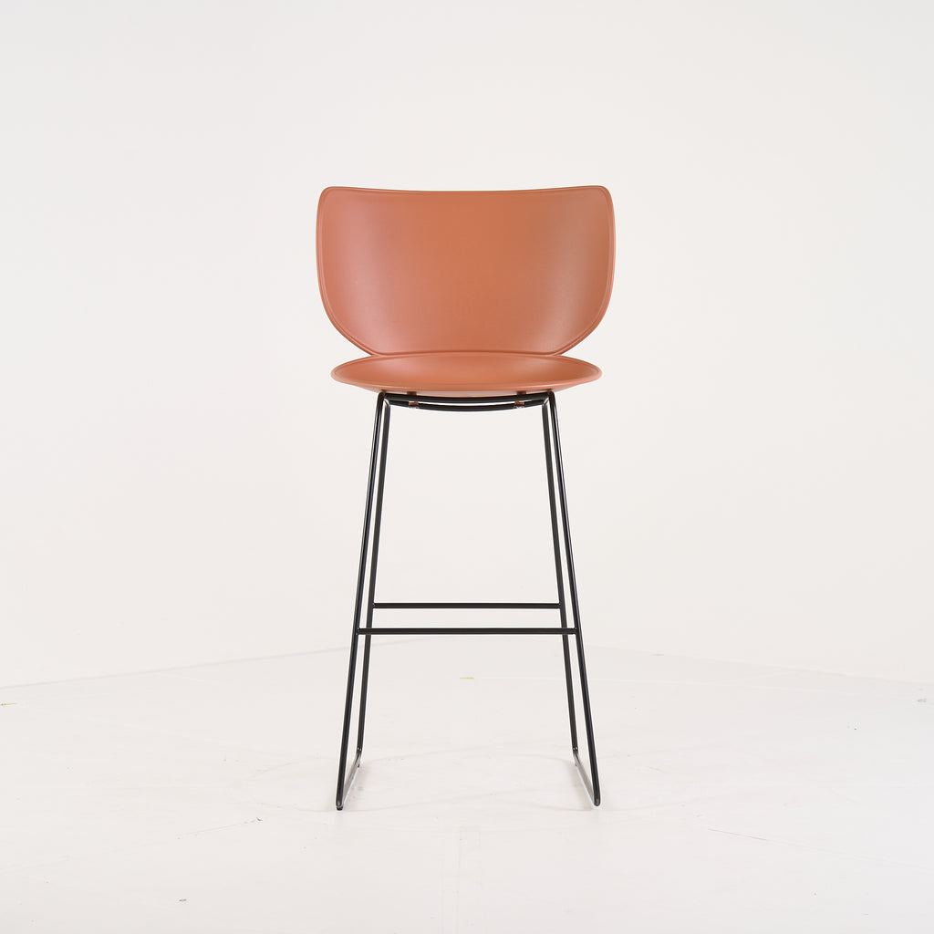 Hana Bar Stool High Un-Upholstered  by Moooi in Terracotta Black Legs | Gently Used – Good | Shop Now | MO-MOO-8718282386935-1431-Hero Image-1