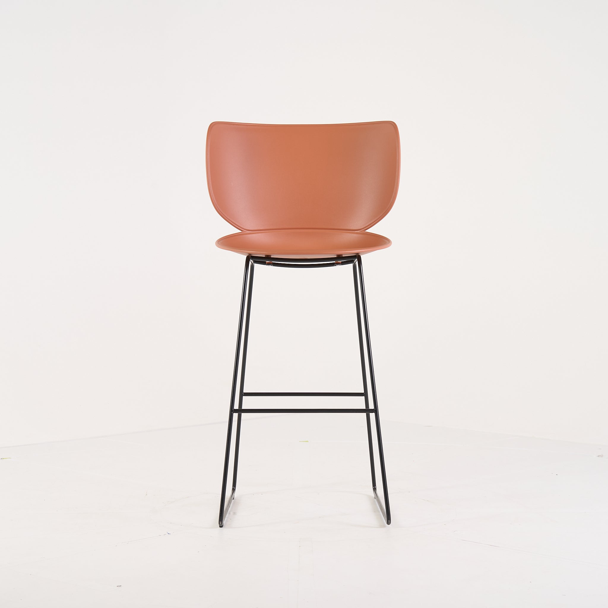 Hana Bar Stool High Un-Upholstered  by Moooi in Terracotta Black Legs | Gently Used – Good | Shop Now | MO-MOO-8718282386935-1431-Hero Image-1
