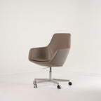 Little Giraffe Chair by Fritz Hansen in Essential Leather Stone / Chrome / Castors | Floor Sample – Very Good | Shop Now | MO-FHA-3211-117-Hero Image-4