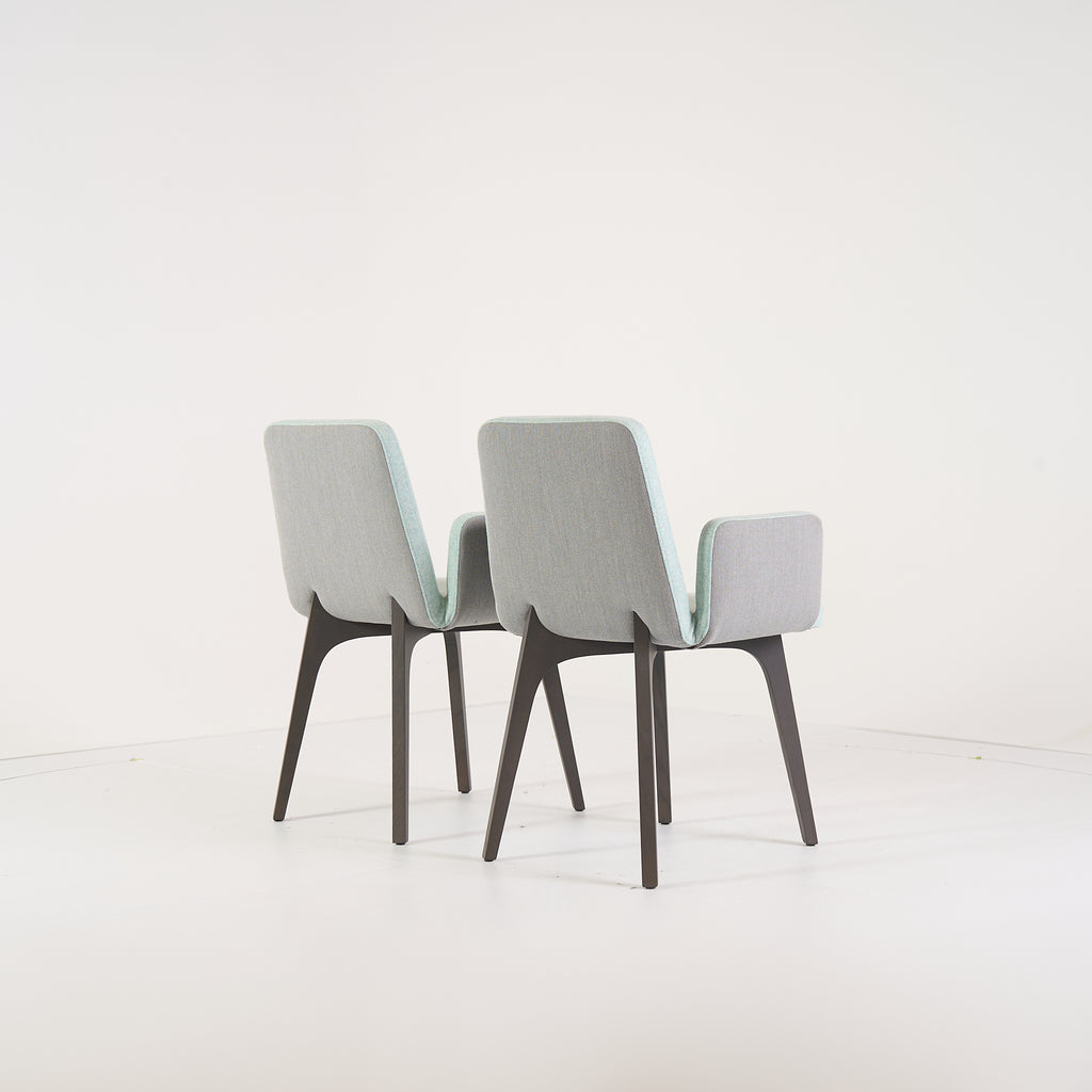 Vik Carver Chair with Arms (Set of 2) by Ligne Roset in Divina Aigue / Steelcut Trio Marine | Floor Sample – Very Good | Shop Now | MO-LIR-10261241-1203-Hero Image-4