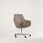 Little Giraffe Chair by Fritz Hansen in Essential Leather Stone / Chrome / Castors | Floor Sample – Very Good | Shop Now | MO-FHA-3211-117-Hero Image-5