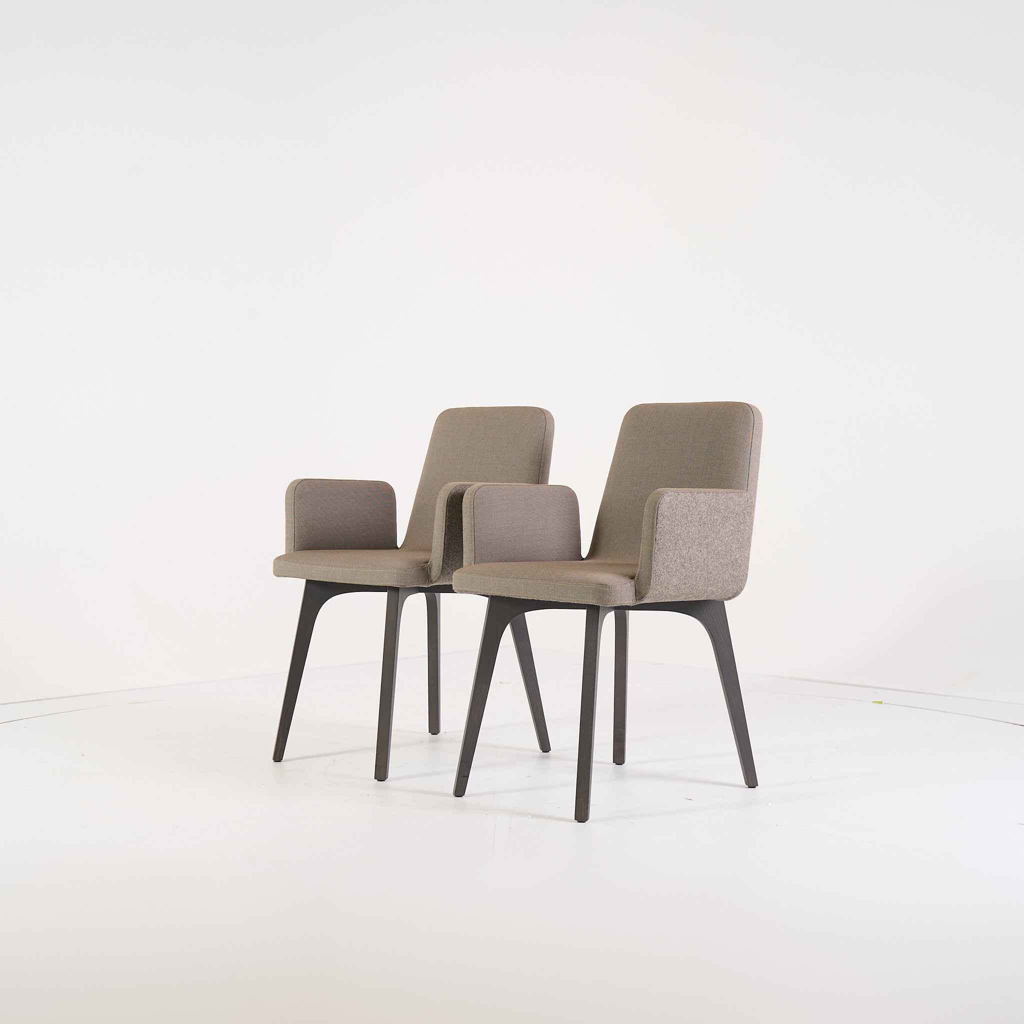 Vik Chair with arms (Set of 2) by Ligne Roset in Steelcut Trio / Divina - Orage / Grege | Floor Sample – Very Good | Shop Now | MO-LIR-10261231-1424-Hero Image-7