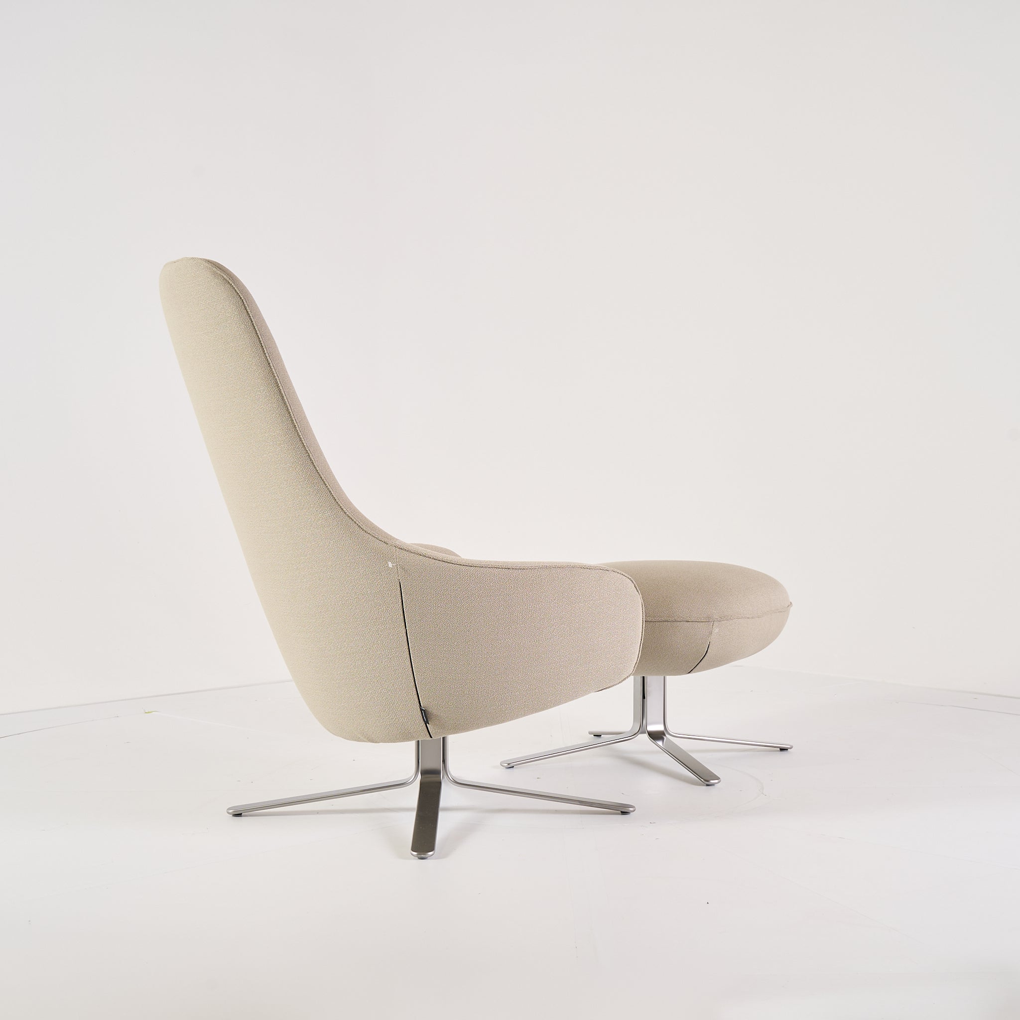 MOA Swivelling Armchair & Ottoman by Ligne Roset in Vidar Mastic | Open Box – Excellent | Shop Now | MO-LIR-19500200_19500600-1247-Hero Image-2