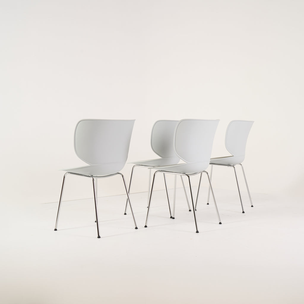 Hana Chairs Unupholstered Set of 4 by Moooi in Concrete Grey / Chrome, Non-Stacking | Floor Sample – Very Good | Shop Now | MO-MOO-8718282380568-142-Hero Image-3