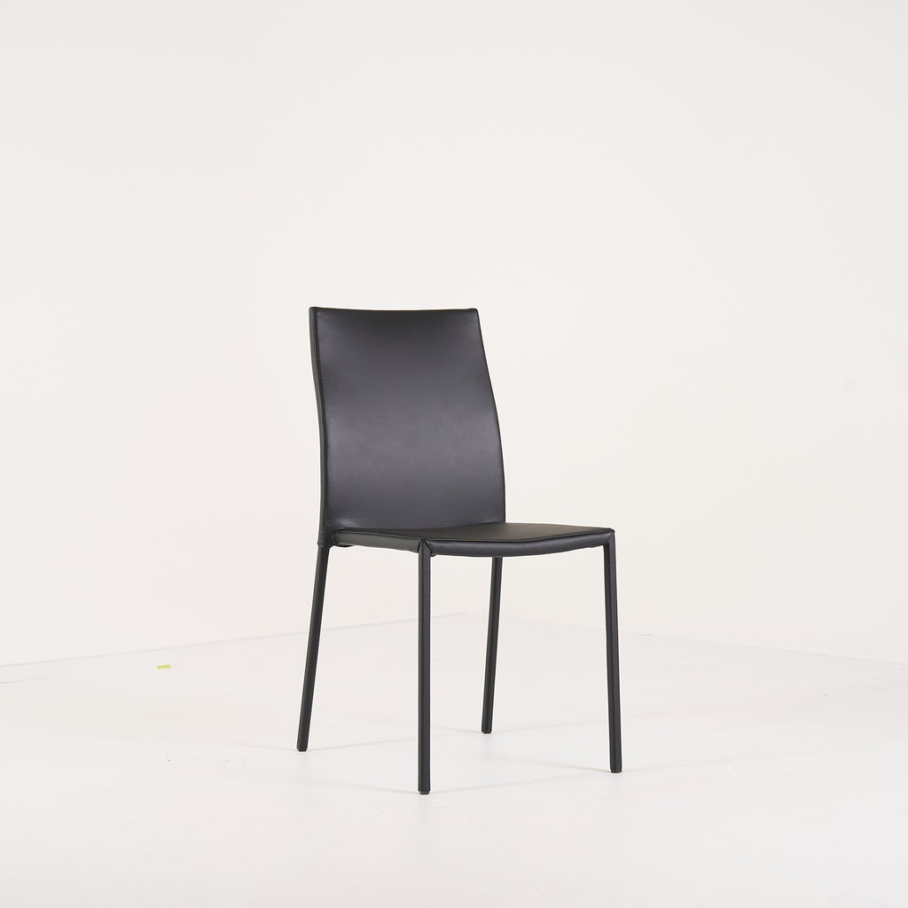 Slim Chair by Ligne Roset in Black Leather Upholstery / Steel Structure | Pristine | Shop Now | MO-LIR-10265115-1169-Hero Image-2