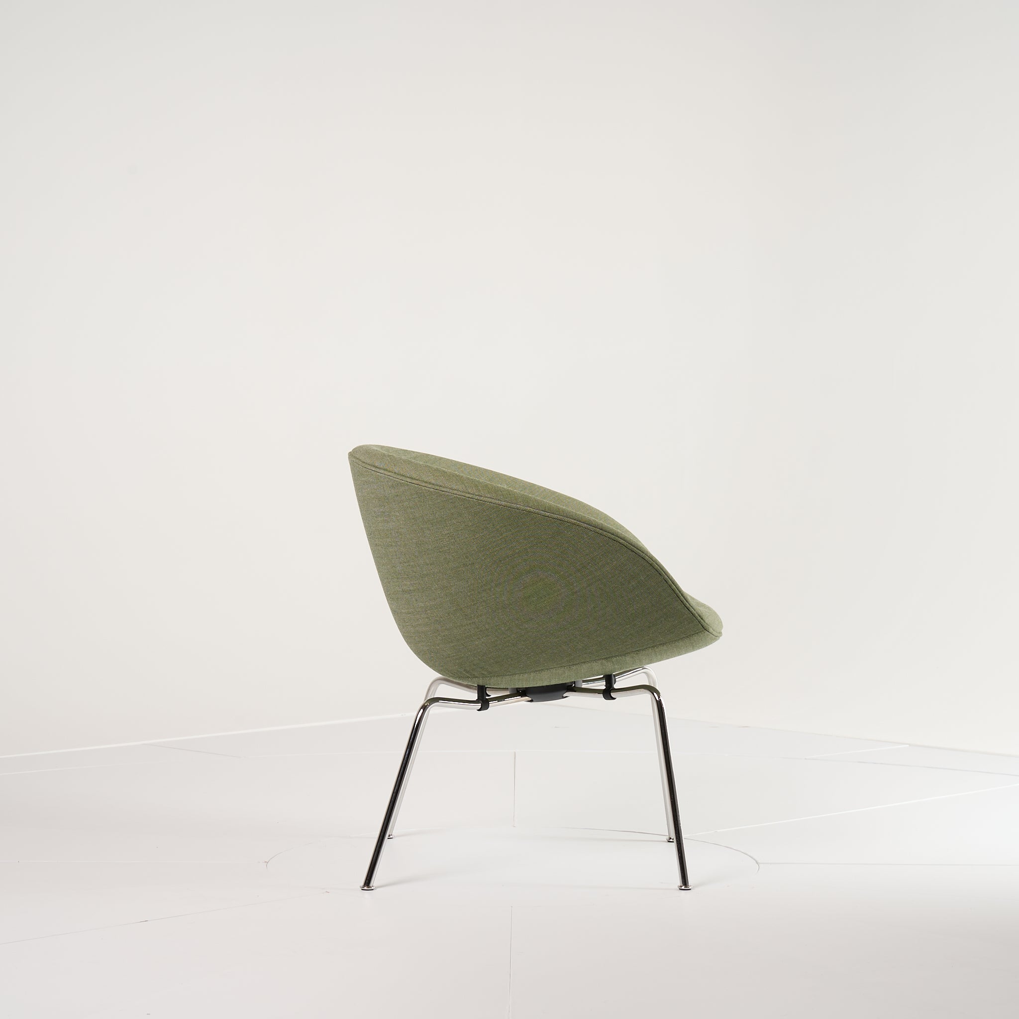 Pot Chair  by Fritz Hansen in Canvas 926 (Green) / Chrome | Floor Sample – Very Good | Shop Now | MO-FHA-3118-31-Hero Image-6