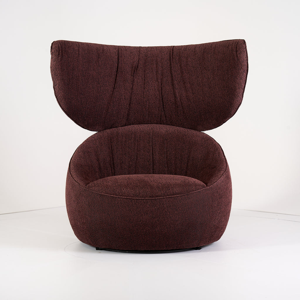 Hana Armchair Wingback by Moooi in Calligraphy Bird / Jacquard Plum | Gently Used – Good | Shop Now | MO-MOO-8718282751986-167-Hero Image-3