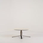MOA Low Table by Ligne Roset in Chromed Base, White Marble-Effect Stoneware | Floor Sample – Very Good | Shop Now | MO-LIR-19501200-1157-Hero Image-7