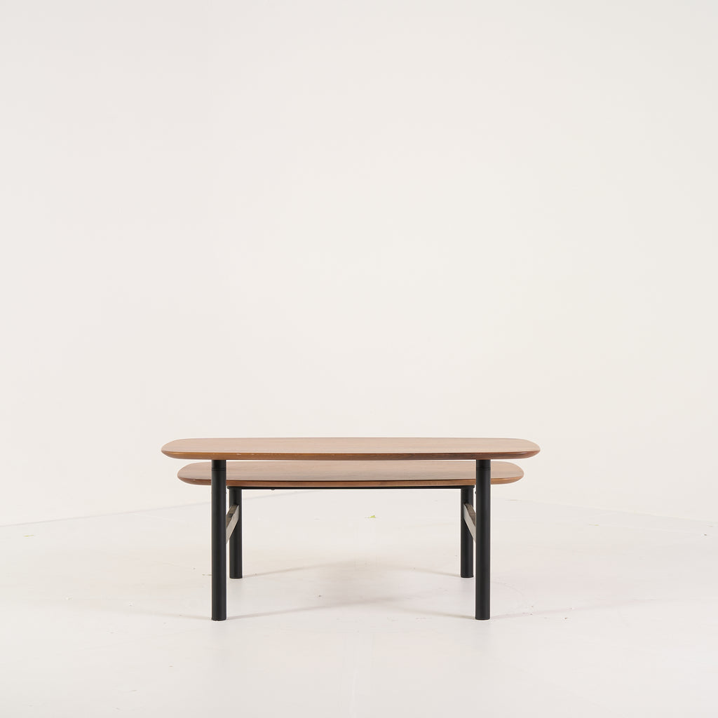 Pantographe Low Table by Ligne Roset in Walnut Top, Black Lacquered Base | Floor Sample – Very Good | Shop Now | MO-LIR-005HFV1N-1159-Hero Image-5