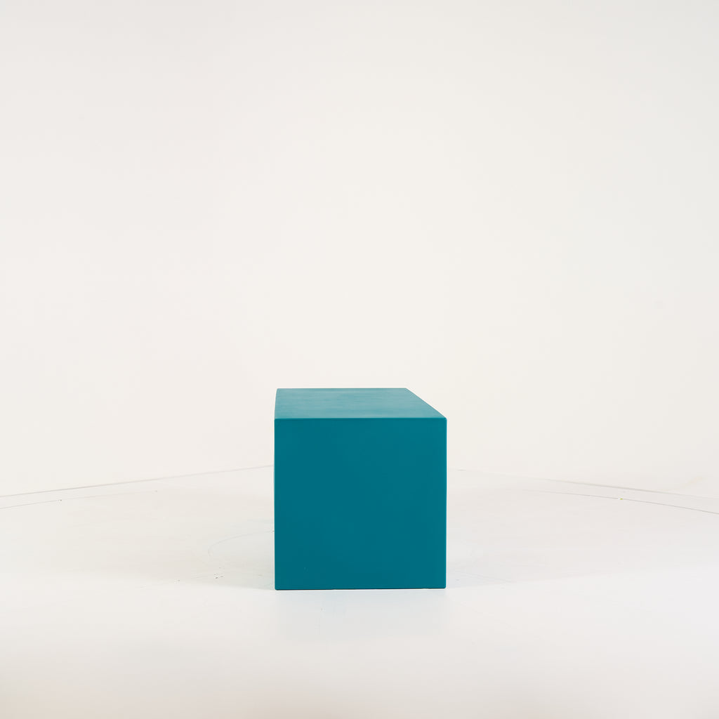 Vignelli Bench by Heller in Small / Turquoise | Floor Sample – Very Good | Shop Now | MO-HLR-1035_28-1354-Hero Image-6