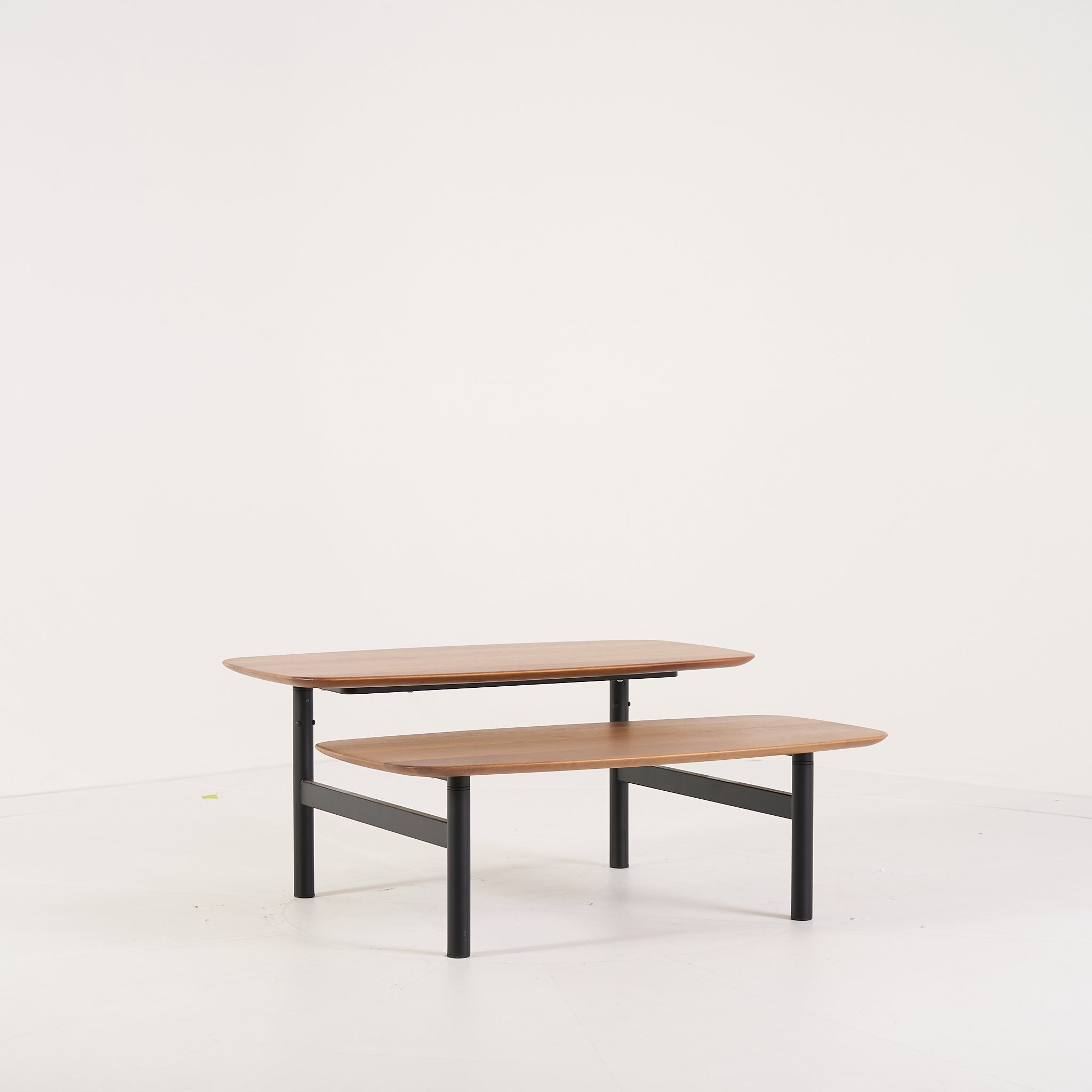 Pantographe Low Table by Ligne Roset in Walnut Top, Black Lacquered Base | Floor Sample – Very Good | Shop Now | MO-LIR-005HFV1N-1159-Hero Image-2