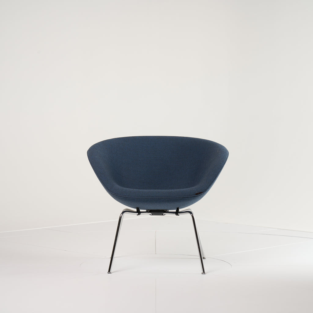 Pot Chair  by Fritz Hansen in Capture 6001 - Blue  / Chrome | Floor Sample – Very Good | Shop Now | MO-FHA-3118-30-Hero Image-7