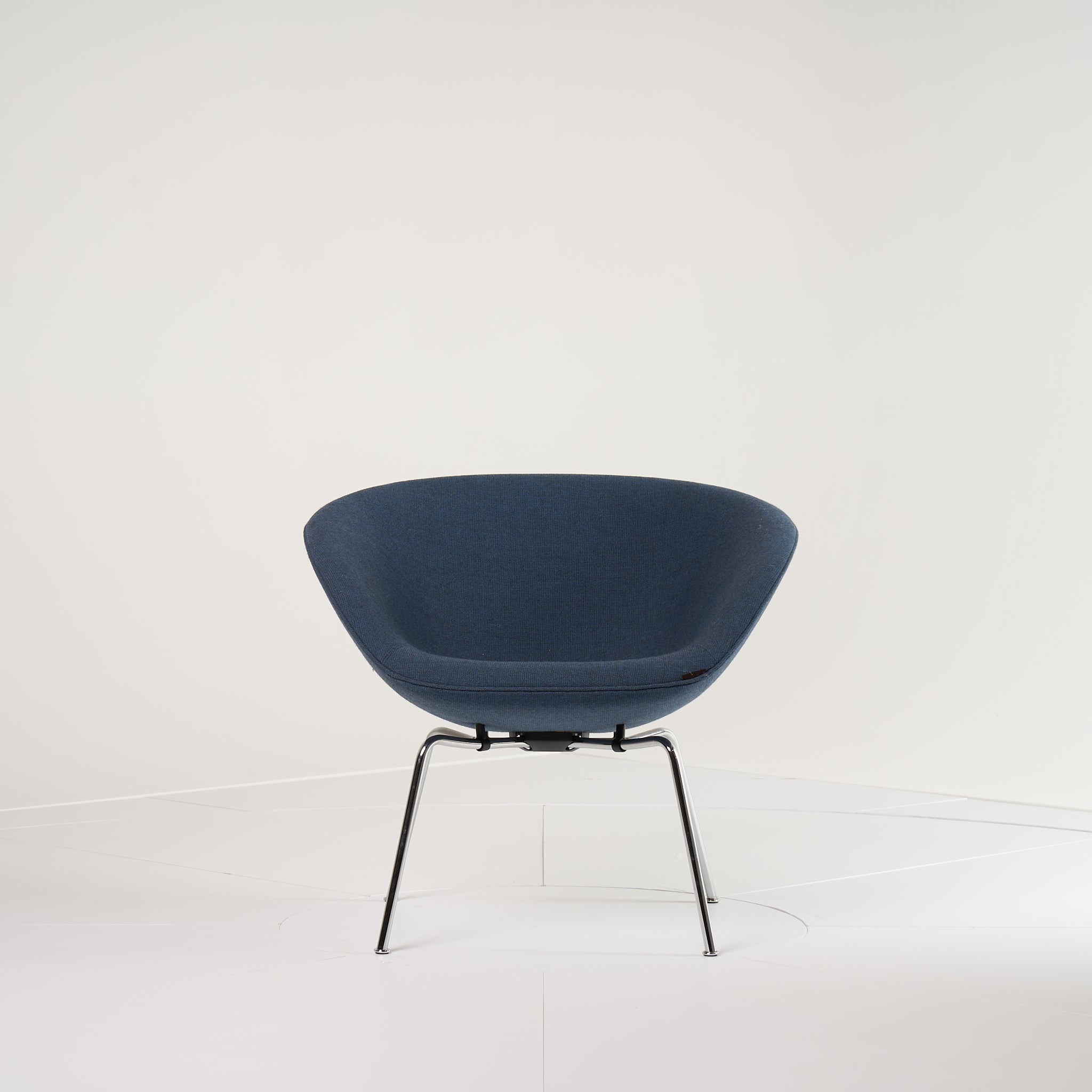 Pot Chair  by Fritz Hansen in Capture 6001 - Blue  / Chrome | Floor Sample – Very Good | Shop Now | MO-FHA-3118-30-Hero Image-7