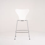 Series 7 Counter Stool by Fritz Hansen in Lacquered White / Chrome | Floor Sample – Very Good | Shop Now | MO-FHA-3187-54-Hero Image-4