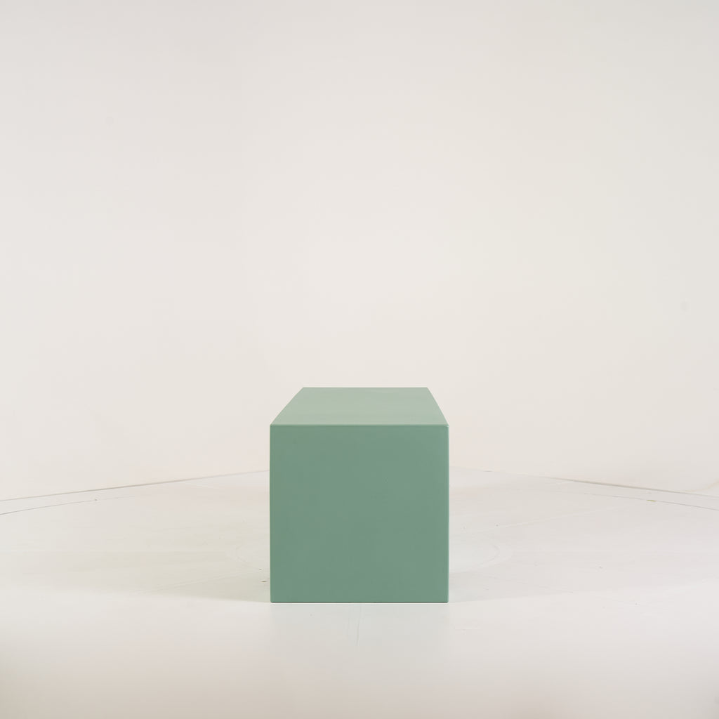 Vignelli Bench by Heller in Medium / Celadon | Floor Sample – Very Good | Shop Now | MO-HLR-1034_29-1364-Hero Image-3