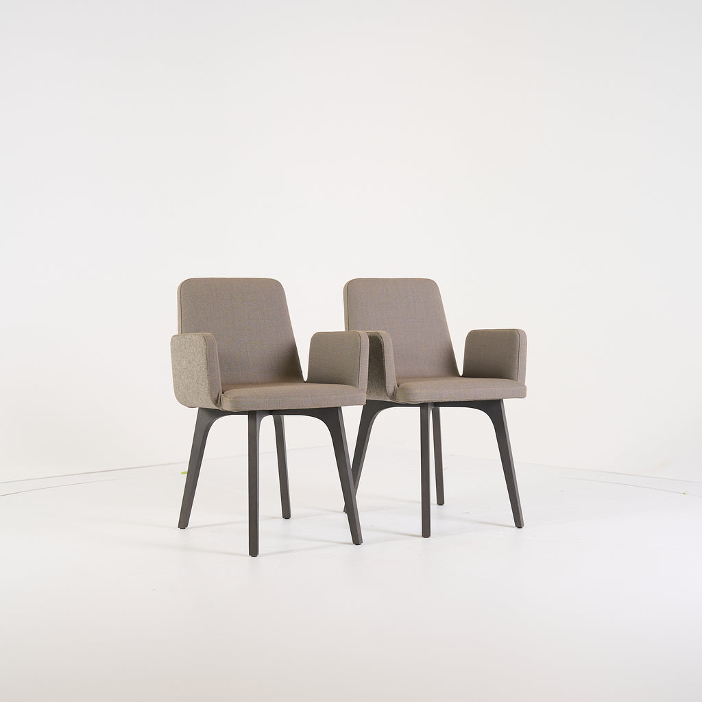 Vik Chair with arms (Set of 2) by Ligne Roset in Steelcut Trio / Divina - Orage / Grege | Floor Sample – Very Good | Shop Now | MO-LIR-10261231-1424-Hero Image-2