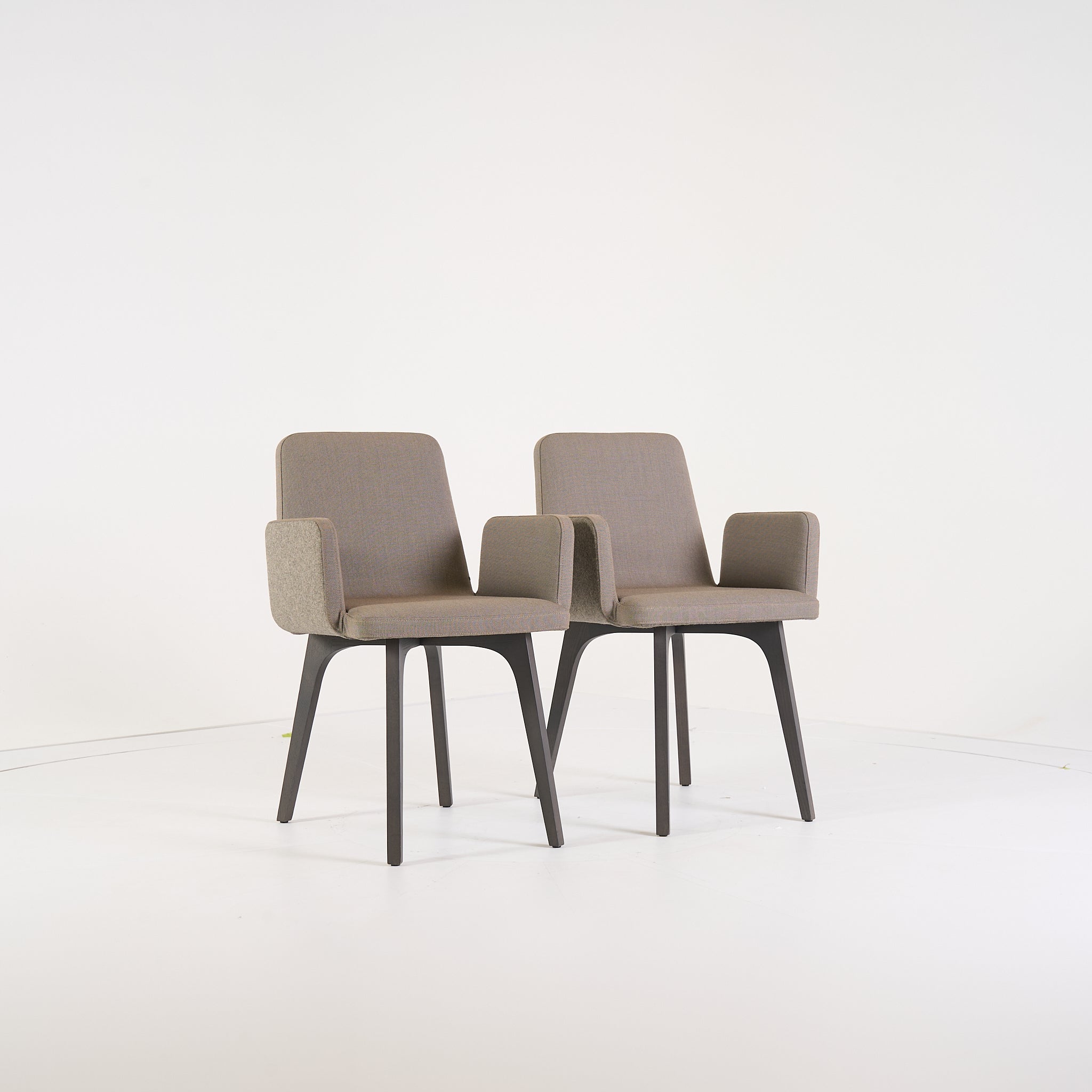 Vik Chair with arms (Set of 2) by Ligne Roset in Steelcut Trio / Divina - Orage / Grege | Floor Sample – Very Good | Shop Now | MO-LIR-10261231-1424-Hero Image-2