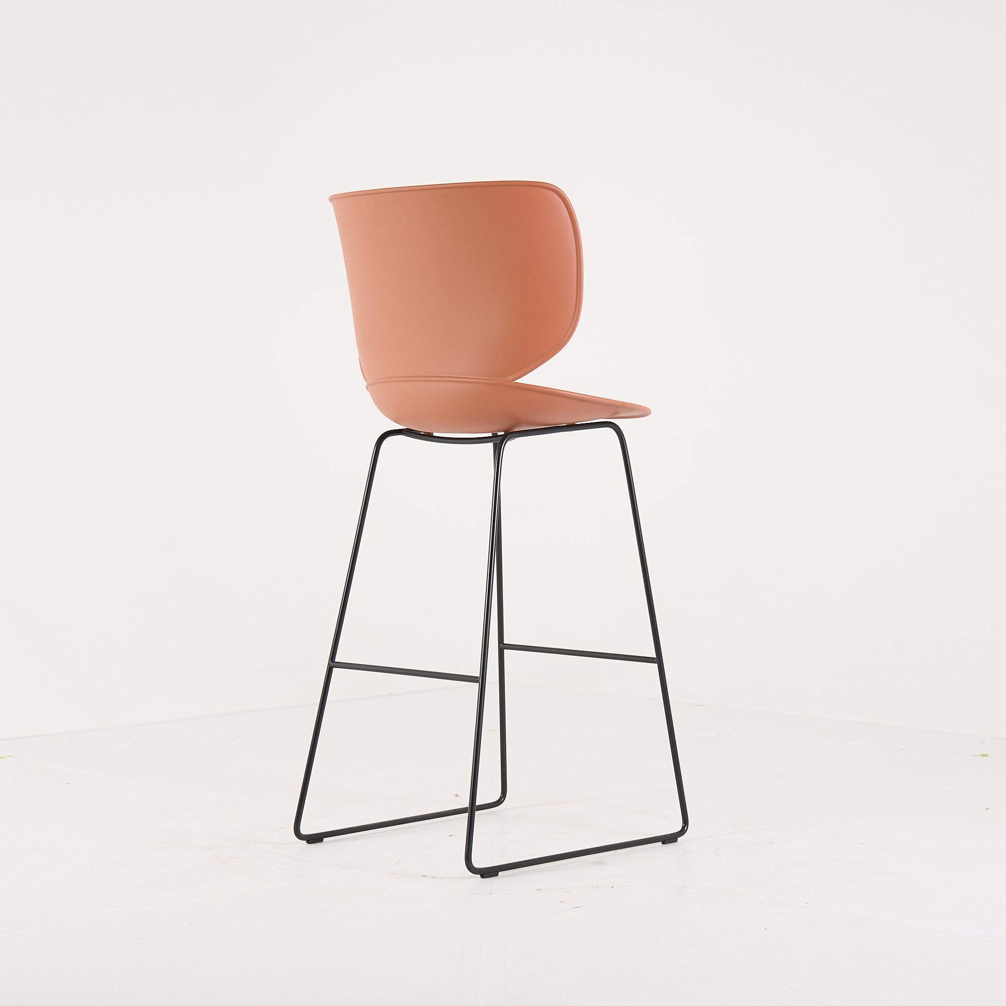 Hana Bar Stool High Un-Upholstered  by Moooi in Terracotta Black Legs | Gently Used – Good | Shop Now | MO-MOO-8718282386935-1431-Hero Image-4