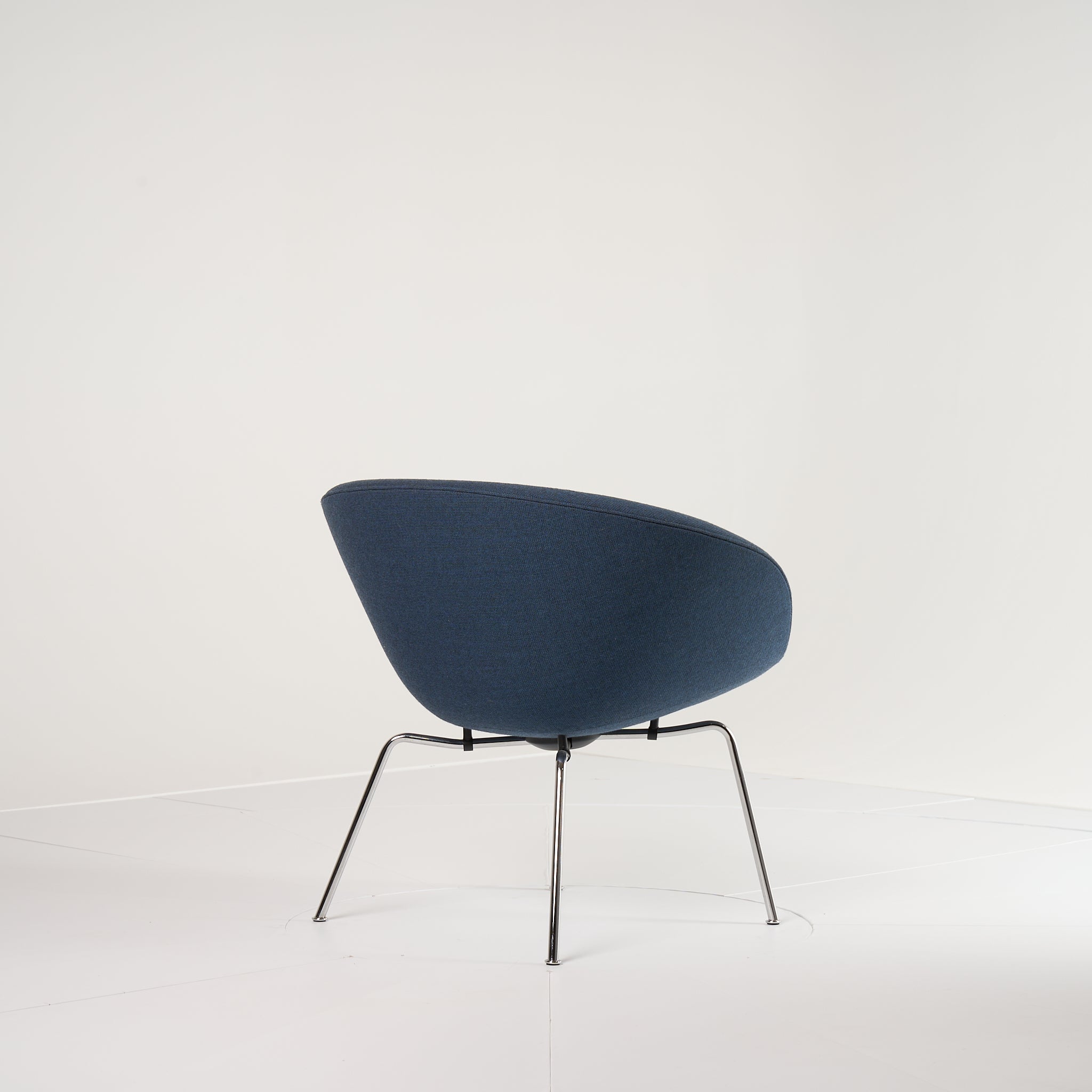 Pot Chair  by Fritz Hansen in Capture 6001 - Blue  / Chrome | Floor Sample – Very Good | Shop Now | MO-FHA-3118-30-Hero Image-6