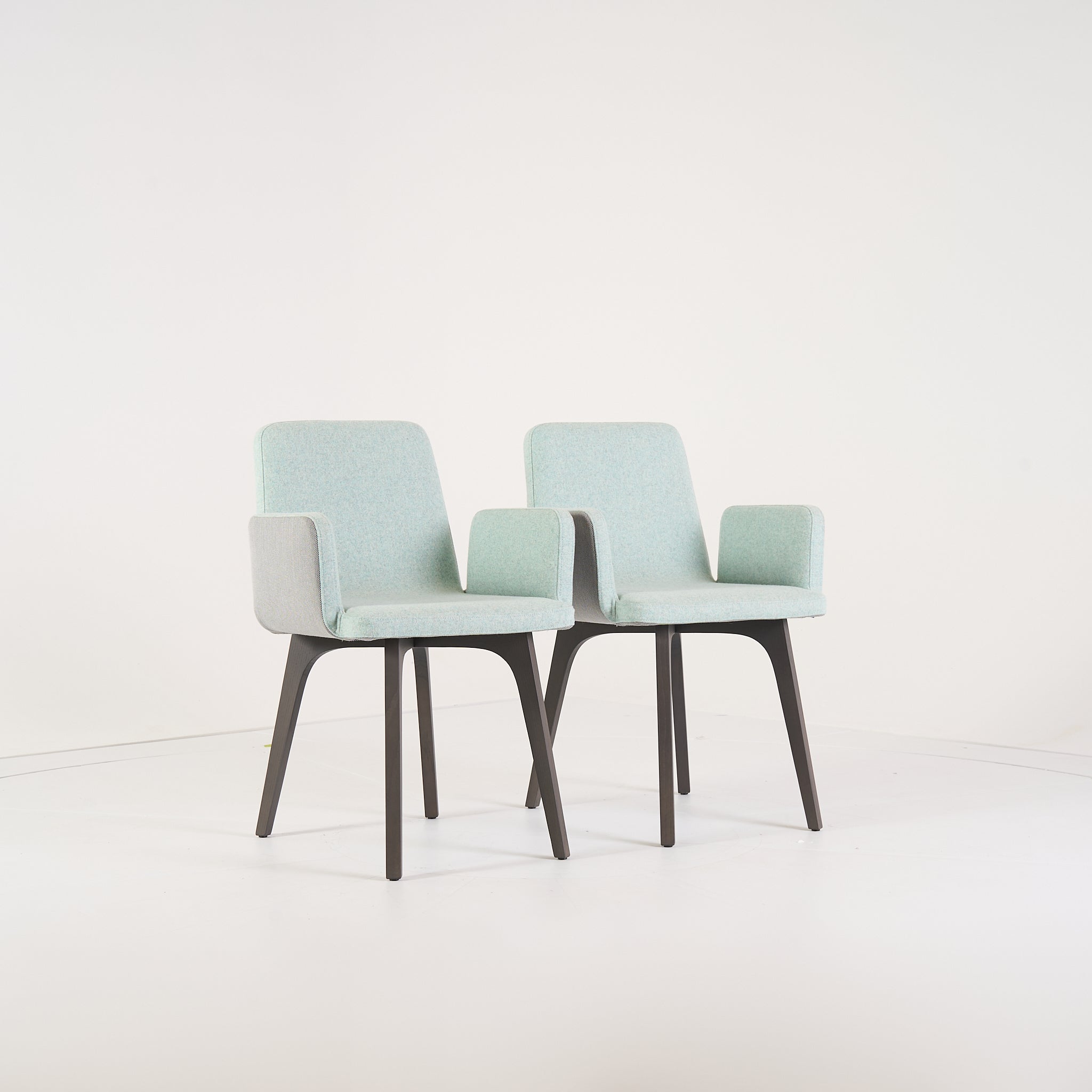 Vik Carver Chair with Arms (Set of 2) by Ligne Roset in Divina Aigue / Steelcut Trio Marine | Floor Sample – Very Good | Shop Now | MO-LIR-10261241-1203-Hero Image-2