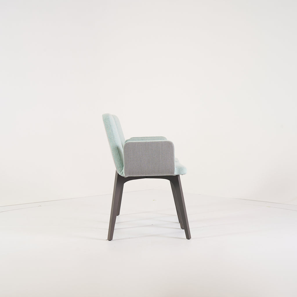 Vik Carver Chair with Arms (Set of 2) by Ligne Roset in Divina Aigue / Steelcut Trio Marine | Floor Sample – Very Good | Shop Now | MO-LIR-10261241-1203-Hero Image-3