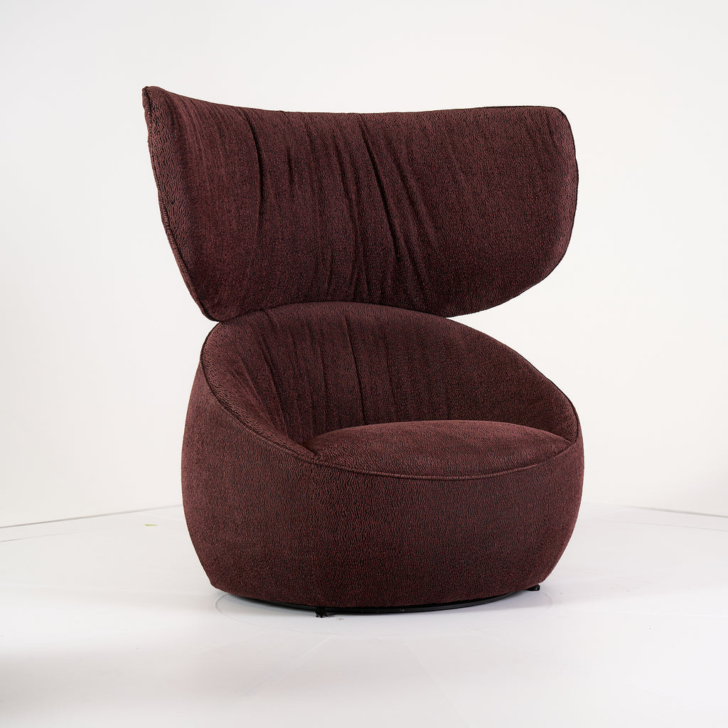 Hana Armchair Wingback by Moooi in Calligraphy Bird / Jacquard Plum | Gently Used – Good | Shop Now | MO-MOO-8718282751986-167-Hero Image-1