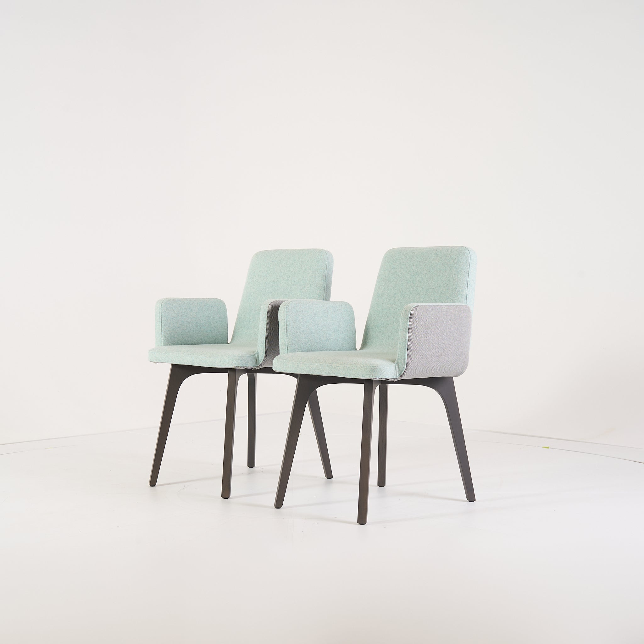 Vik Carver Chair with Arms (Set of 2) by Ligne Roset in Divina Aigue / Steelcut Trio Marine | Floor Sample – Very Good | Shop Now | MO-LIR-10261241-1203-Hero Image-7