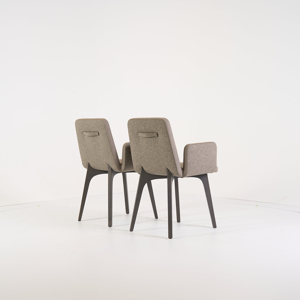 Vik Chair with arms (Set of 2) by Ligne Roset in Steelcut Trio / Divina - Orage / Grege | Floor Sample – Very Good | Shop Now | MO-LIR-10261231-1424-Hero Image-4
