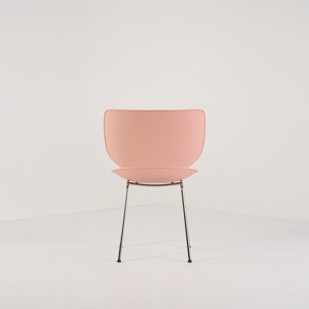 Hana Chair Unupholstered by Moooi in Dusty Pink/Chrome Non-Stacking | Gently Used – Good | Shop Now | MO-MOO-8718282380360-1250-Hero Image-1